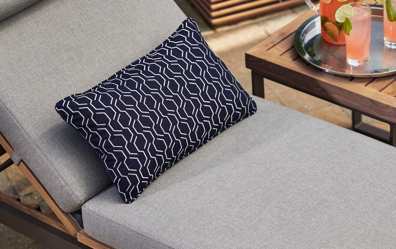 Our outdoor furniture cushions are wrapped in Sunbrella® fabric