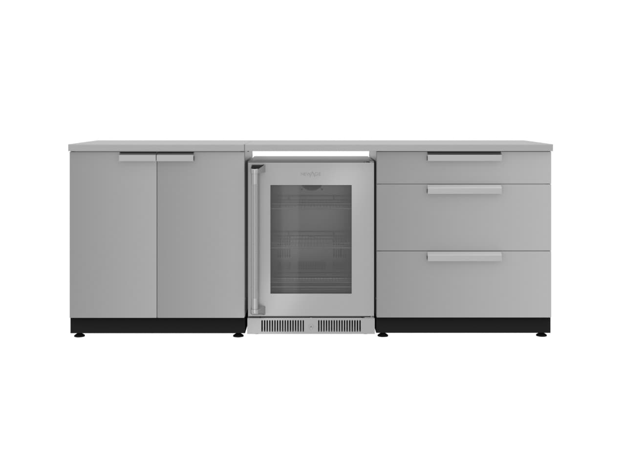 Stainless Steel Sets with Fridge
