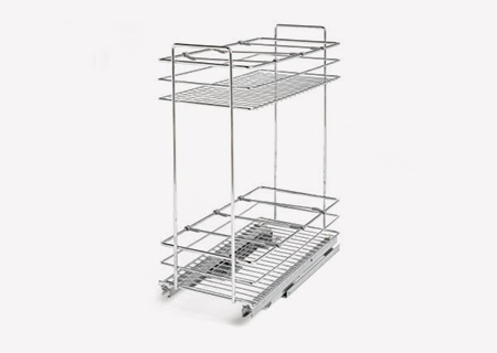 NewAge Home Cabinet Steel Pull Out Under Sink Organizer Chrome